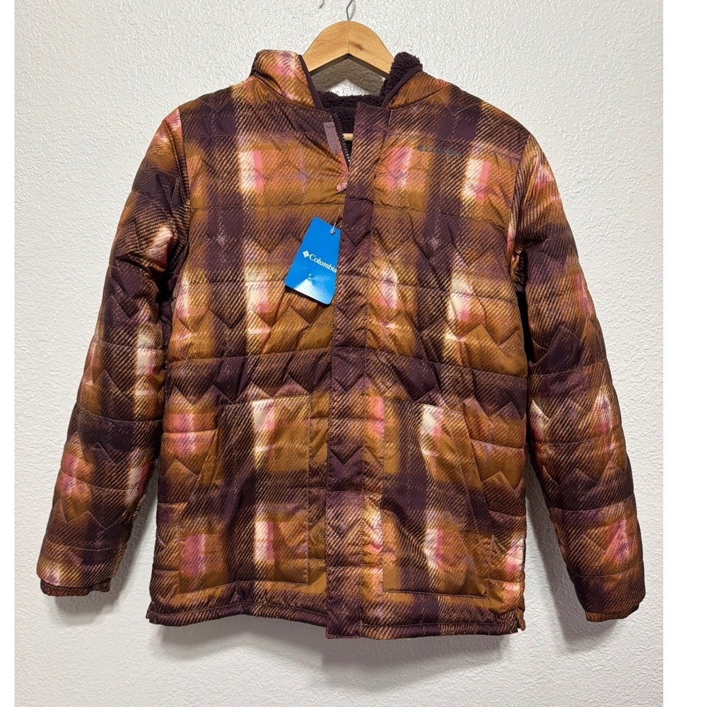 Columbia Kids Little Mountains Reversible Full Zip Hooded Jacket Plaid Youth XL